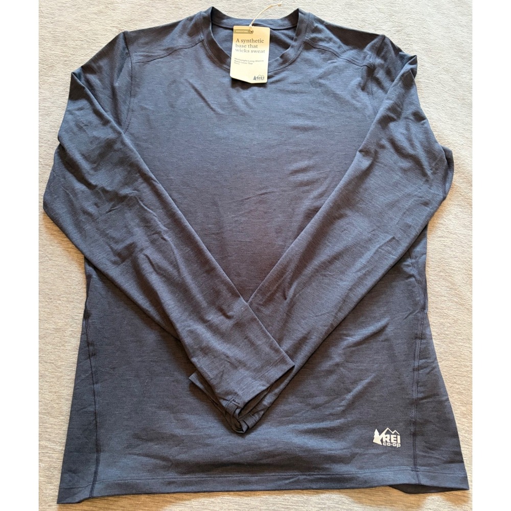 REI Co-op Mens Midweight LS Crew Base Layer Blue Nights Heather 207-879-0041 M
